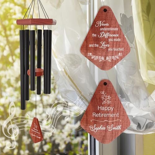 Image of Retirement Wind Chimes Personalized, Retirement Gifts for Woman /Man, Teachers /Worker, Customized Wind Chimes, Decorative Wind Chimes Outdoor
