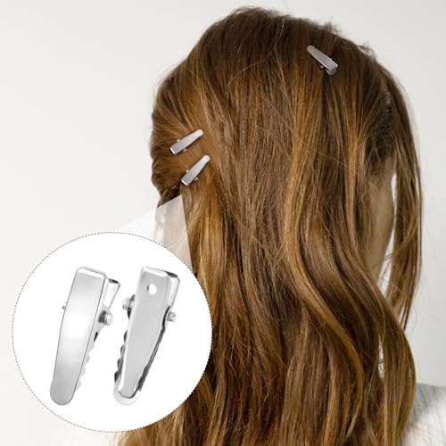 50 pinzas de metal para cabello cocodrilo pequeñas plateadas miniatura 5