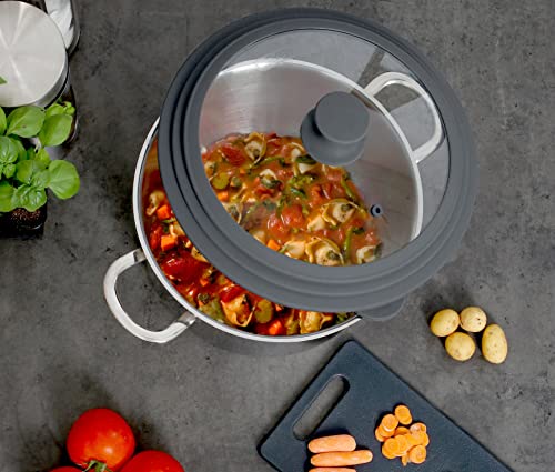 Dexas FlexLid Universal Pan Lid Made from Tempered Glass and Silicone, Fits cookware from 9¾" - 12½" in diameter by Dexas - Image 5