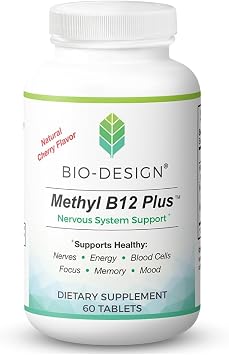 Methyl B12 5000 mcg Plus Folate Supplement - Methylcobalamin, L-Methylfolate - Methylated & Bioavailable Supports Healthy Nervous System, Energy Metabolism, Brain Health - 60 Tablets