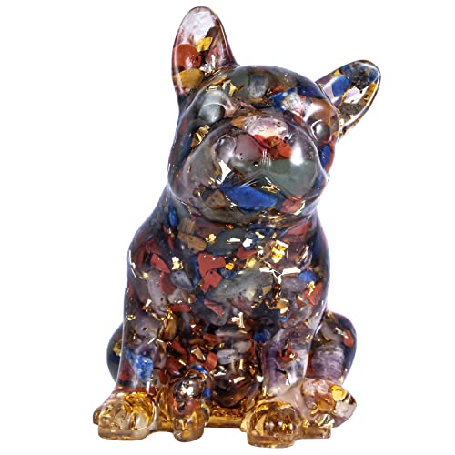 Nupuyai Various Stones French Bulldog Carved Crystal Animal Statue Ornament