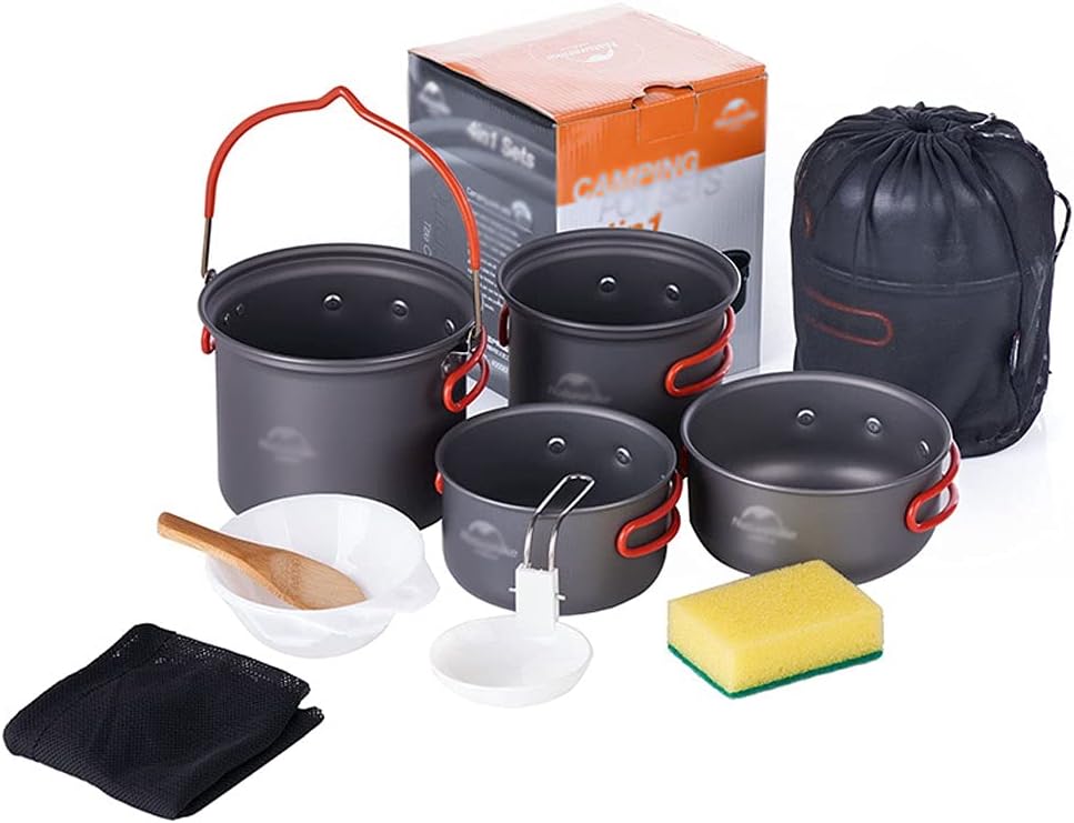YYDS Outdoor Camping Camp Accessories Equipment Family Campfire Hiking Cookware Set Lightweight Pot with Windshield Camping Cookware Kit Adventures Picnics (Size : Pot)