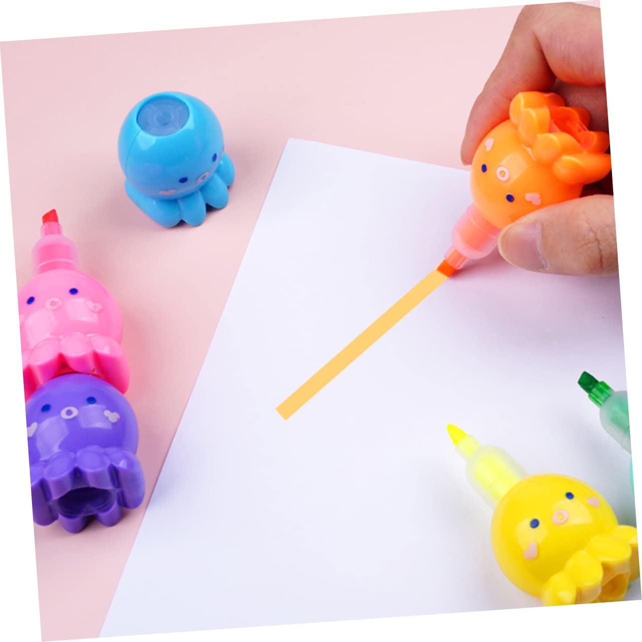 LALAFINA Kit di 18 Evidenziatori a Polpo Colorati, Punta Versatile e Leggero, in Plastica, per Scuola e Appunti