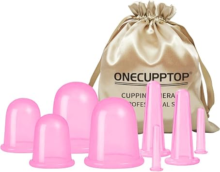 Cupping Therapy Sets Silicone Anti Cellulite Cup Vacuum Suction Massage Cups Facial Cupping Sets Body and Face (rosa)
