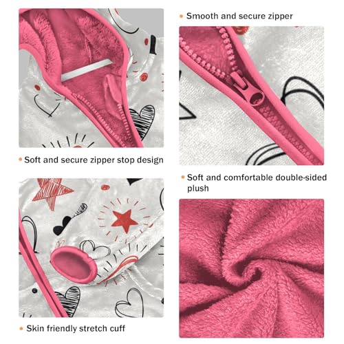 OTVEE Valentine Doodle Hearts Stars Kids Hoodie Jacket Fall Spring Full Zip Warm Outwear Coat3