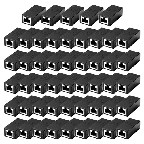 ZUZONG Lot de 50 coupleurs Gigabit RJ45, connecteurs d'extension Ethernet en ligne pour câble Ethernet Cat8/Cat7/Cat6/Cat5e/Cat5 femelle vers femelle (noir)
