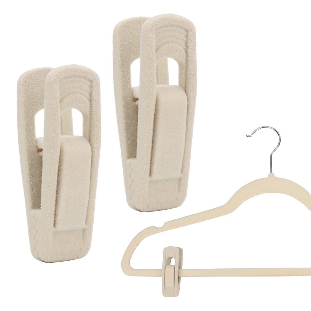 20 Stück Hose aus Samt, korrosionsbeständig, für Kleiderbügel aus Samt, Kleid für Rock und Socken, Elfenbein