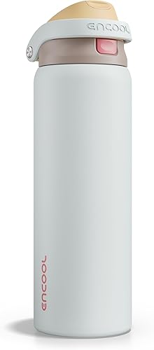 Miniatura 111 de ENCOOL - Botella aislante para agua, acero inoxidable con pajilla, mantiene el frío, tapa abatible de un solo toque, sin Bisfenol A, a prueba de