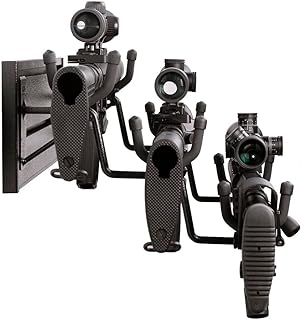 Hold Up Displays Gun Rack Wall Mount Horizontal Hanger for 3 Rifles- Black Steel- USA Made Hand Welded Steel HD105-3SW