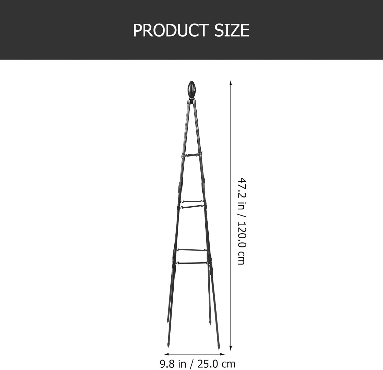 120cm Garden Trellis Plant Climbing Support Frame Iron Wire Plant Climbing Rack with Reinforced Four-Corner Structure for Potted Vines and Indoor Outdoor Gardening