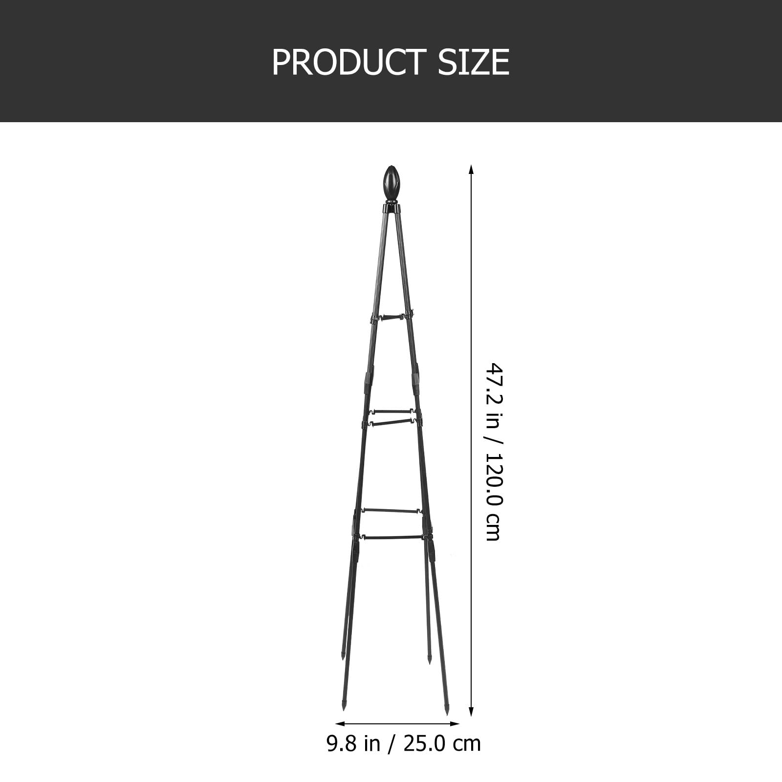 Didiseaon Soporte para Plantas Trepadoras Enrejado Metálico Triangular 120 CM Estructura Reforzada para Jardín y Macetas Soporte para Flores y Pérgolas Uso en Patio y Césped