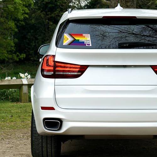 Image of 5 PCS Everyone is Welcome Here New Intersex-Inclusive Pride Flag Sticker,Progress LGBTQ Rainbow Banner Decal for Car Bumper Window Laptop