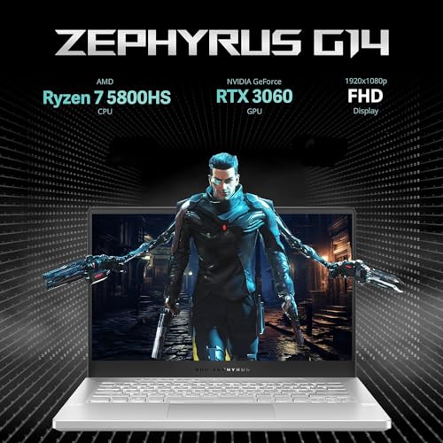 Image of Asus ROG Zephyrus 14' Portable Gaming Laptop， AMD Ryzen 7 5800HS (8 Cores), GeForce RTX 3060, Windows 11 Pro，with Cloth (16GB RAM|1TB PCIe SSD)