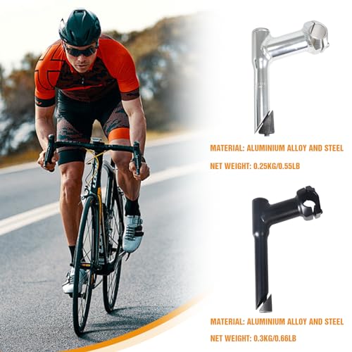 WEEROCK Bike Stem 25.4 * 22.2mm（1 * 0.87 Inch） Aluminum Alloy Gooseneck Shape Length 160mm(6.3 Inch) Bicycle Stem,Black - Thumbnail 6