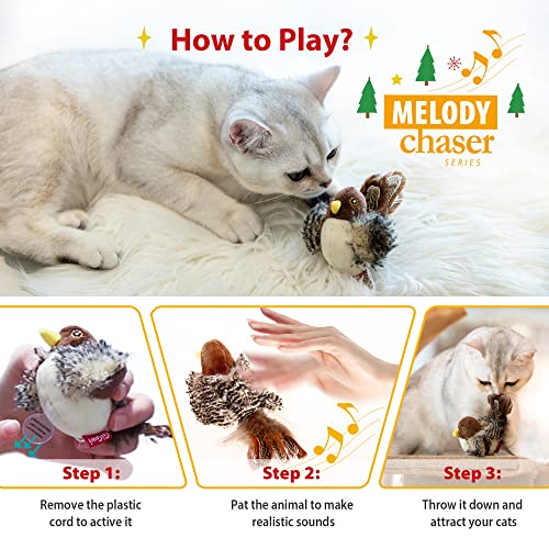 GiGwi Chirping Bird Cat Toy, Interactive Cat Squeak Toy Melody Chaser Bird Toys for Cats to Play Alone, Funny Squeak Kitten Toy for Boredom - Image 3