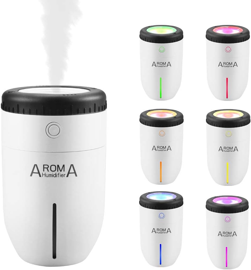 Weiai Essential Oil Diffuser Travel Diffuser Portable USB Charged Humidifiers with 3 Different LED Lights for Home, Office and Travel,200ML