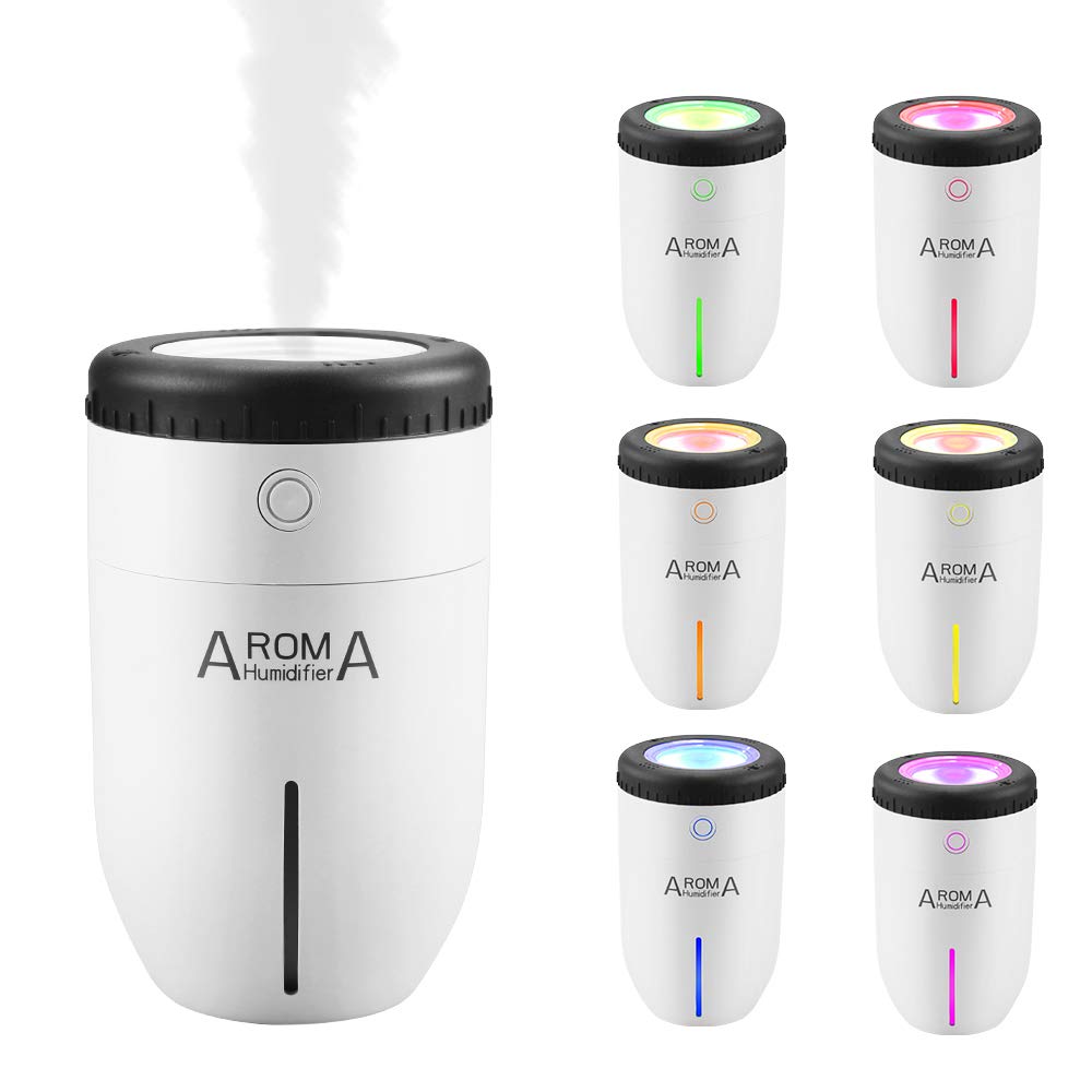 Weiai Essential Oil Diffuser Travel Diffuser Portable USB Charged Humidifiers with 3 Different LED Lights for Home, Office and Travel,200ML