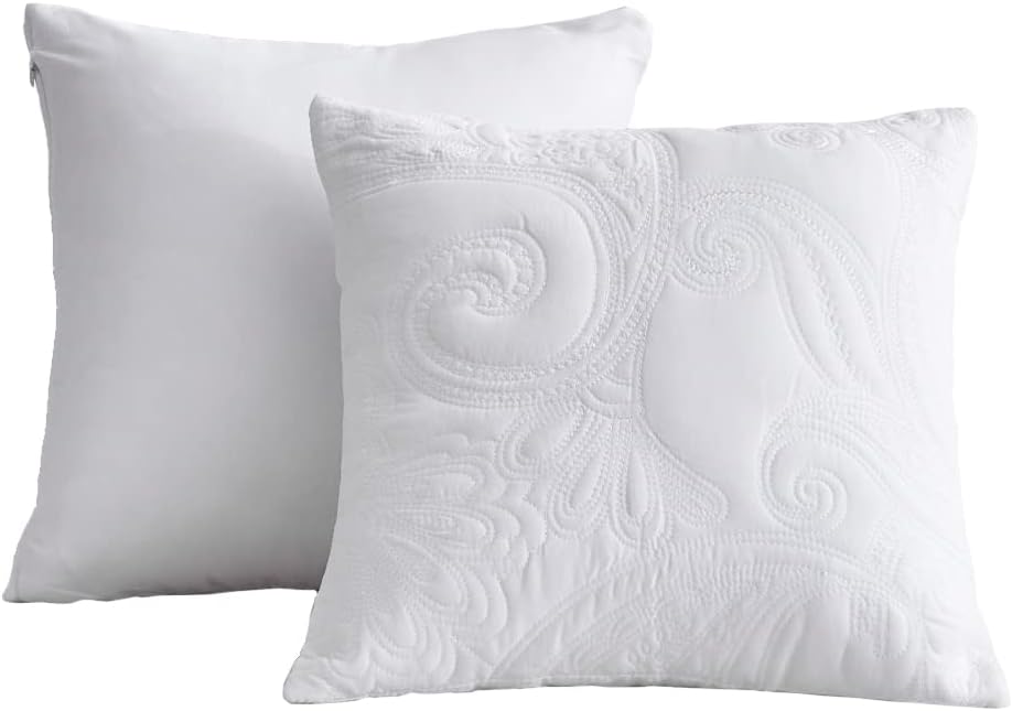 Oversized King Bedspread 128x120 Extra Wide, Paisley Pattern Design, Lightweight Bedding Cover, Reversible, 5 Piece, 100% Microfiber, Pure White - Image 6