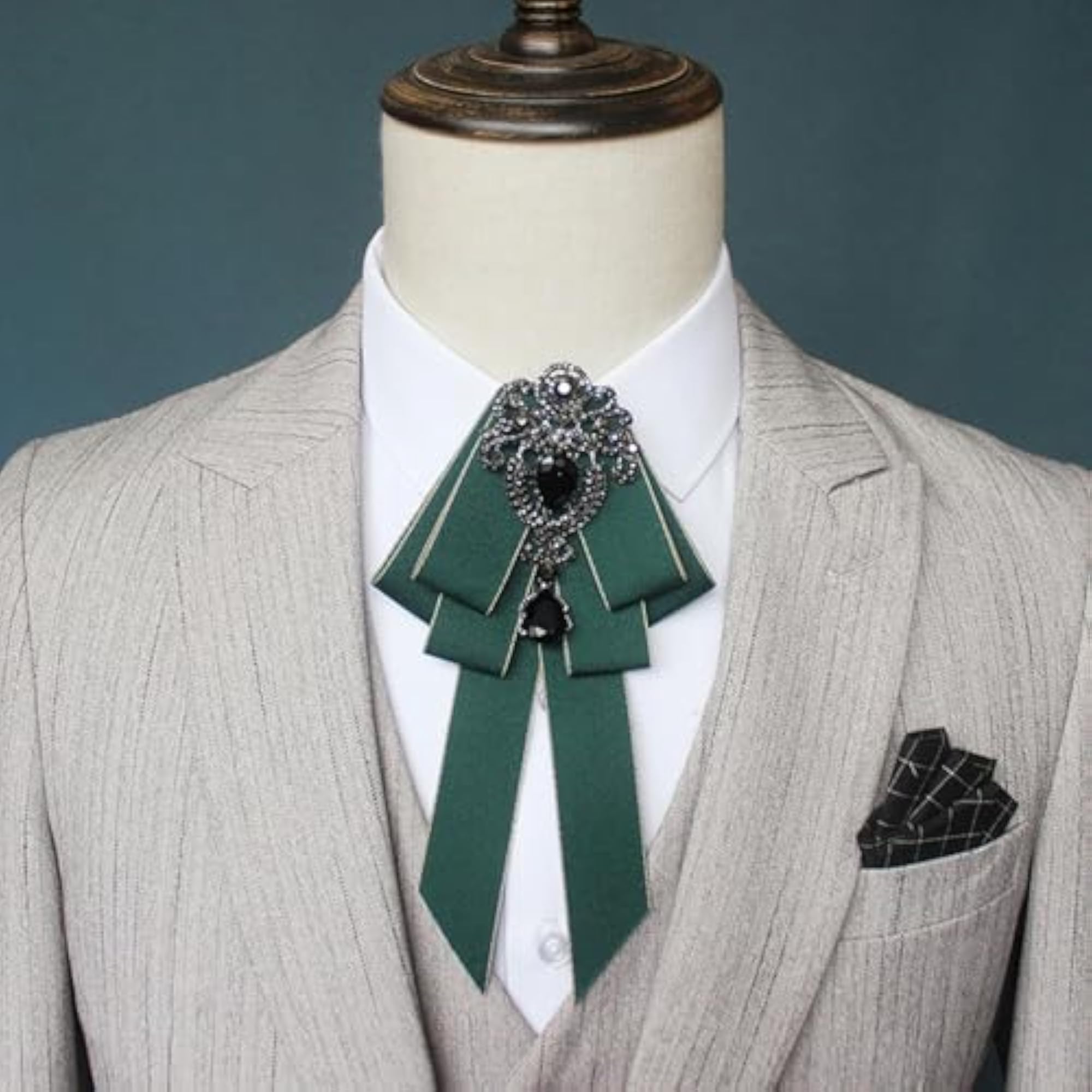 Pre-Tied Bow Tie Adjustable Length Formal Brooch Pin