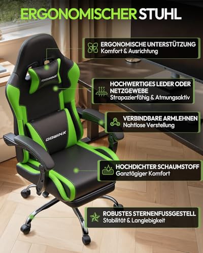 Gaming Stuhl Bürostuhl Gaming Sessel mit höhenverstellbaren Linkage-Armlehnen, ergonomischer Gamer Stuhl mit Fußstütze… – Ansicht 4