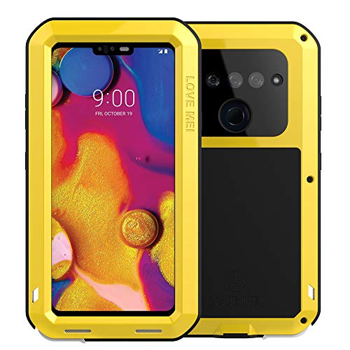 Feitenn Case for LG V40 ThinQ, Heavy Duty Case Armor Aluminum Alloy Metal Cover Bumper Soft Rubber Military Shockproof Outdoor Hard Defender Men Gift for LG V40/V40 ThinQ - Yellow