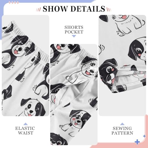 Pajama Bottoms, Cartoon Puppy Kawaii Pattern Sleeping Pant Lounge Wear Pajamas Long Pants Sleepwear Pjs4