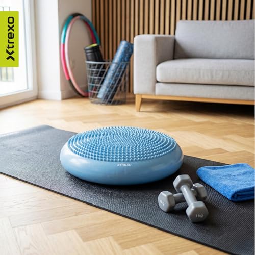 TREXO Coussin sensoriel, bleu, 33 x 5 cm, picots de massage, pour un massage doux des pieds, soulage la douleur, idéal pour les exercices d'étirement – vue 9