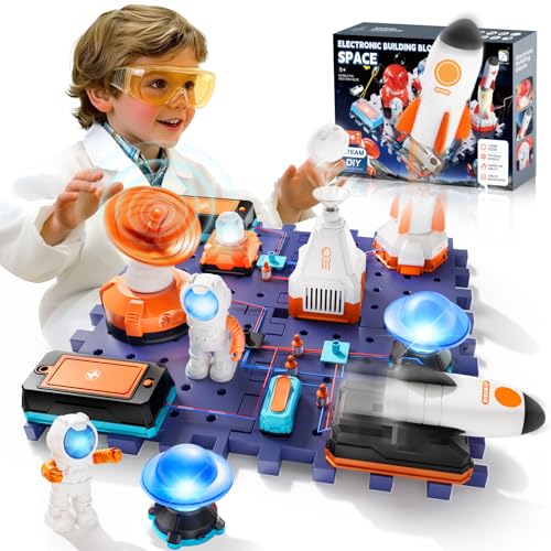 VATOS Space Science Circuit Kits for Kids - 31PCS Electronics Exploration STEM Kit with 100+ Projects, Rocket Launcher & Light Up Astronaut | Educational Learning Toy Gift for Boys Girls Ages 6+ by VATOS - Used condition - US$32.63