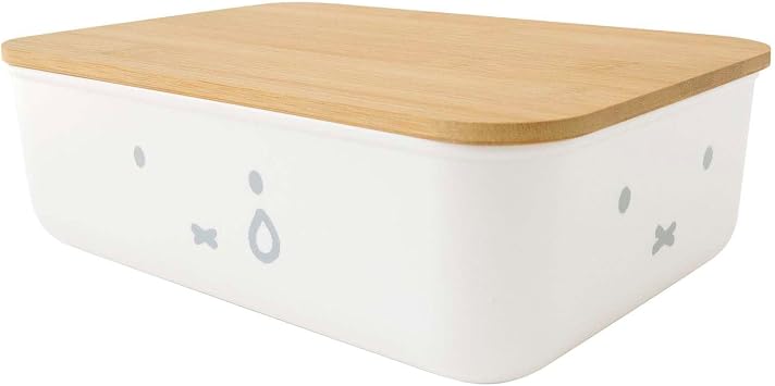 Okato Miffy Bamboo Storage Case with Lid, Small, Stackable, Width 10.2 x Height 3.3 x Depth 6.9 inches 26 x 8.3 x 17.5 cm