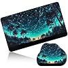 MTG Playmat with Cloud Mouse Pad Set 24x14 in Card Play Mat with No Zones, Stitched Edges Adventure Gaming Desk Mat Small Mousepad for Commander TCG Inked Games, Deep Blue Forest