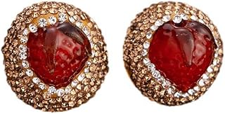 Vintage Premium Jelly Like Glazed Strawberry Earrings French Style Versatile Jewelry for Women, Zinc, Cubic Zirconia, Zinc, Cubic Zirconia