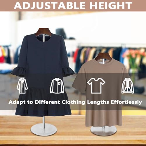 KoreTech 2 Pack Shirt Display Stand 35" Height Adjustable Shoulder Stand Shirt Rack, T Shirt Display Stand for Shops, Steaming Clothes Holder, Silver