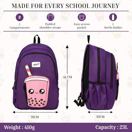 Image of F Gear Cocoa 23L Backpack|Soft Touch|Colourful & attractive theme brings a fun space-inspired look|with two Spacious Compartments,1 Front Pocket & Water Bottle Holder