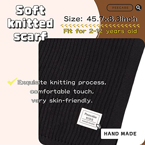 Peecabe Kids Scarf Soft Warm Knit Neck Warmer Winter Classic Scarf for Boys Girls (Black)