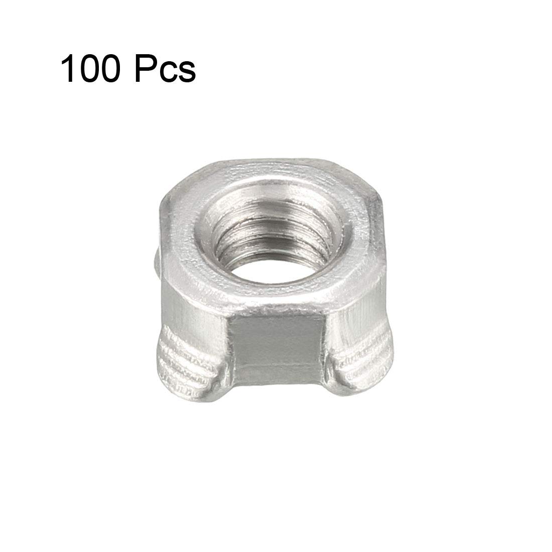 uxcell Weld Nuts,M6 Square UNC Coarse Carbon Steel Machine Screw Silver Pack of 100