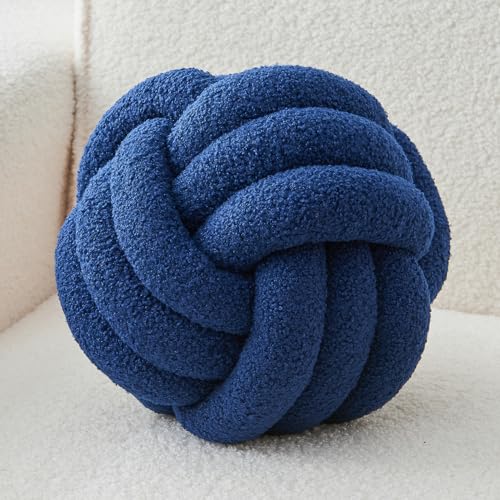LUSJNGE Knot Pillow Ball Navy Blue 8 Inch Small Decorative Throw Pillow