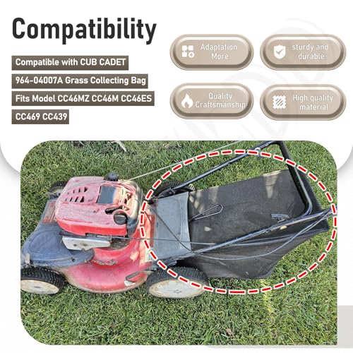 964-04007A Grass Catcher Bag, for Replacement Part 21 Inch Grass Bag, Compatible with MTD 664-04007, 664-04007A, 664-04011, 664-04027, 964-04065- (Without Grass Catcher Frame) - Thumbnail 2