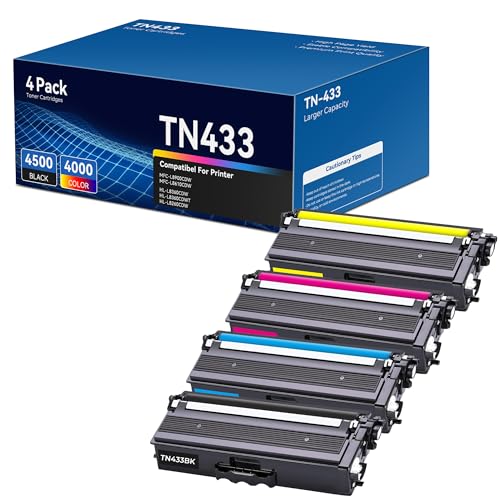 TN433 Toner Cartridge Set for Brother MFC-L8900CDW HL-L8360CDW Replacement for Brother TN433 TN 433 TN431 Toner Cartridge 4-Color High Yield for HL-L8260CDW HL-L8360CDWT MFC-L8610CDW, TN-433 BK/C/M/Y by haikyuu - Used condition - US$99.45