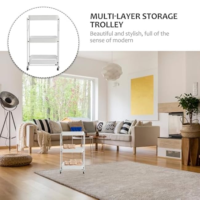 Luxshiny Multi-Layer Beauty Salon Storage Trolley with Material and Smooth Rolling Wheels Household Sundries Rack for Home Store and School Organization-bUNsuZkh