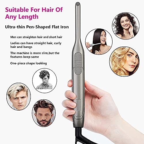 Short Hair Small Flat Iron, Hair Straightener And Curling Iron In One, Mvxitanny Pencil Hair Straightener, Adjustable Temperature Straight With 1/3 Inch Beard, Instant Heating, Dual Voltage #TOP4