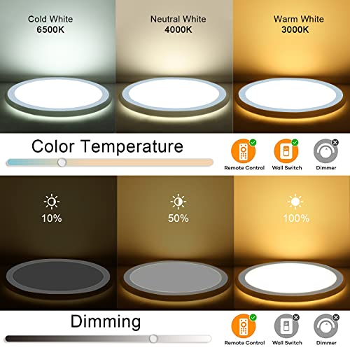 Marfete Flush Mount Led Ceiling Light Dimmable With Remote Control, 13Inch 30W Rgb Sidelight Close To Ceiling Light Fixture 3000-6500K, Modern Ultra-Thin Round Ceiling Lamp #TOP2