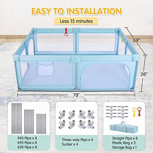 Baby Playpen Sailnovo Play Pens For Babies And Toddlers, Extra Large Play Yard For Baby Indoor & Outdoor Kids Activity Center, Sturdy Safety Baby Fence With Anti-Slip Sucker And Breathable Mesh #TOP6