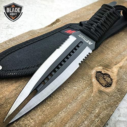 New 8. 5" MTECH FANTASY Hunting Survival Fixed Blade iCareYou Knife TWIN DAGGER w/ SHEATH