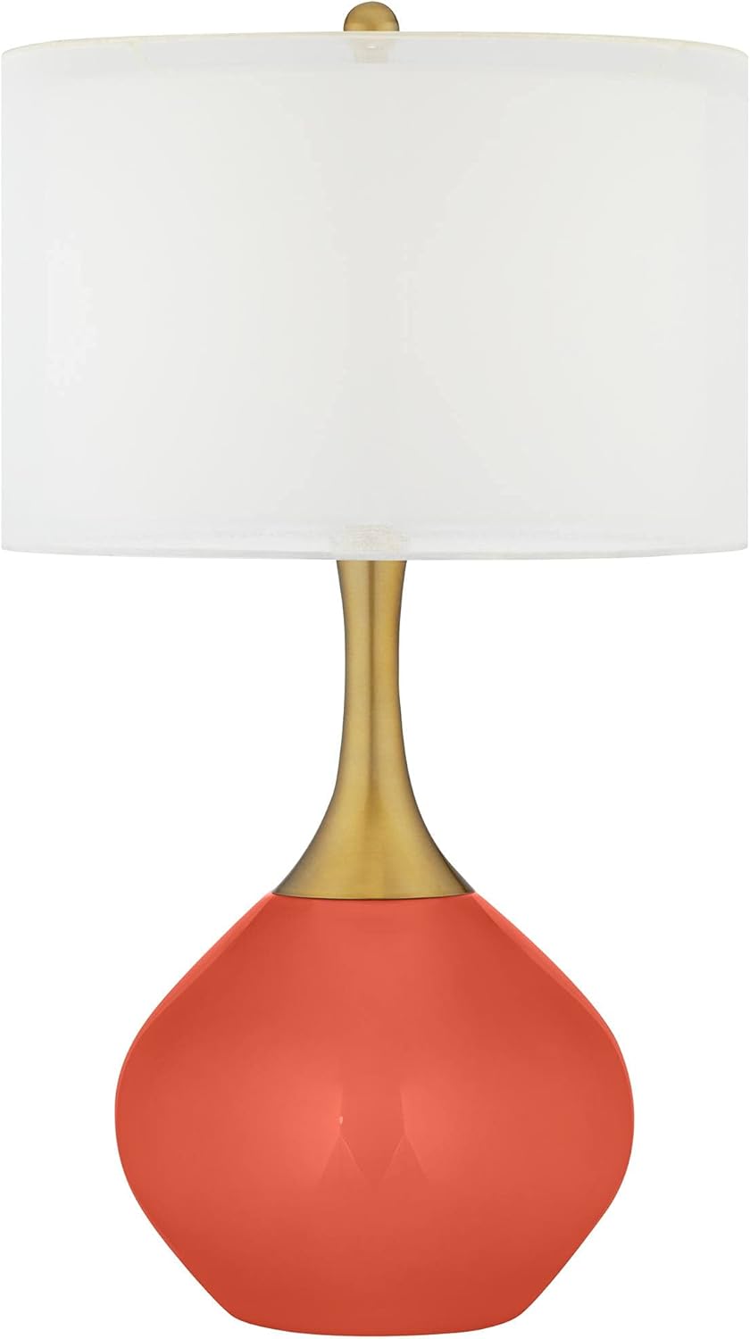 Color + Plus Nickki Brass 30 1/2" High Modern Koi Orange Table Lamp