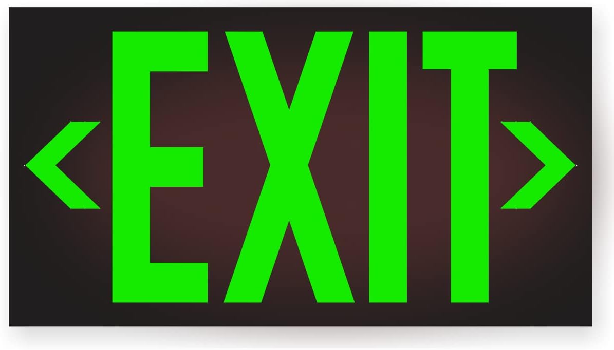 OSHA 100 ft Photoluminescent Exit Sign | UV Inks on Aluminum | HEAT Resistant | COLD Tolerant | WEATHER Proof. (Directional Arrows Included) | NightBright USA Part Number LDR-100