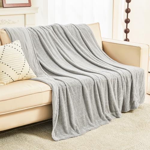 EMME Muslin and Fleece Throw Blanket Reversible - 50"*60" Grey Soft Warm Throw Blankets for Couch Bed Picnic Travel Bed by EMME - Used condition - US$19.82