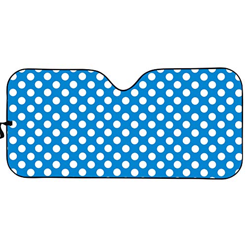 Car Windshield Sun Shade Front Auto Car Windshield Sunshade Blue Polka Dot Foldable UV Rays Sun Visor Protector