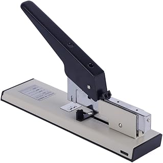 Heavy Duty Metal Stapler for 100 Sheets, Extra Leverage Bookbinding Tool | Professional Grade Finisher for Thick Documents, Leather Binding, Frustration Free Design, Stylish White