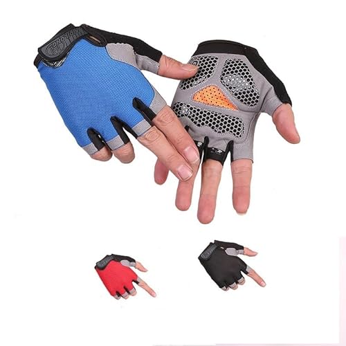 Luva Gel Ciclismo Bike Musculação Esportes Confort amortecimento Palmar anti derrapante (Azul, Grand