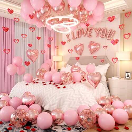 Kit ballons Saint-Valentin I Love You or rose pour réussir une surprise romantique sans stress